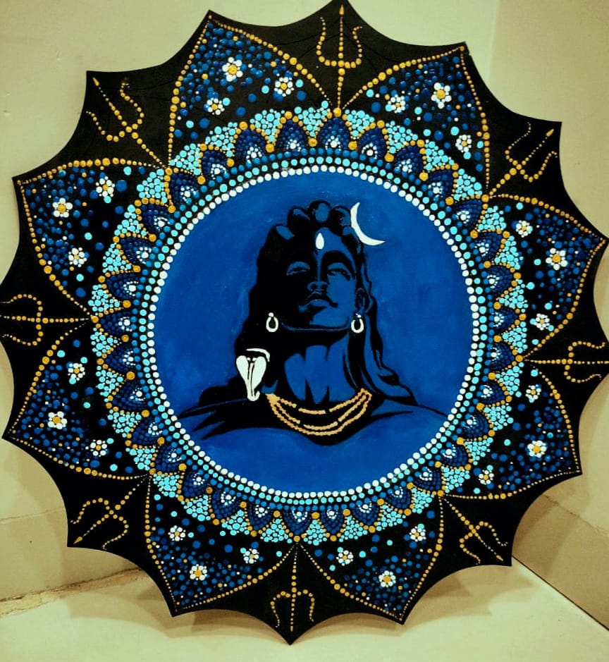 Handpainted Adiyogi Shiva Mandala Wall Art